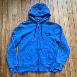 Amazon AWS re Invent Full Zip Hoodie Blue Tech Conference Swag Mens Small